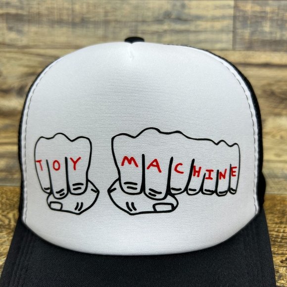 Toy Machine Mens Trucker Hat Black Snapback Skateboard 90s Logo Baseball Cap - Picture 3 of 8